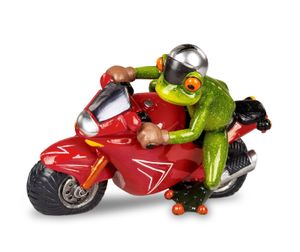Formano lustige Frösche Figur Frosch Motorradfahrer rot Poly 18 cm