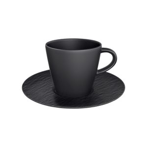 Villeroy & Boch Kaffeetasse und -untertasse Manufacture Rock - Schwarz - 160 ml