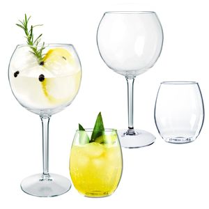 Doimoflair Weingläser aus Kunststoff bruchsicher Weinbecher Cocktailglas Plastik Transparent 63 cl. + 40 cl. Set 4 Stück