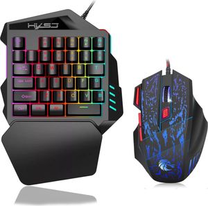 INF Jednoręczna klawiatura do gier, mysz, podświetlana podkładka pod nadgarstek RGB