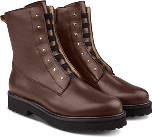 LaShoe - Combat Boot mit Nieten und Wechselfußbett Braun