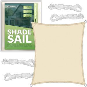 KRUMAD Sonnensegel Rechteckig 3x2 m Beige Sonnenschutz Wasserabweisendes UV Wetterfest mit Befestigungsseilen
