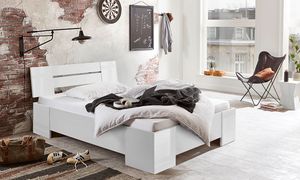 Futonbett Bett LINZ 140 x 200 in weiß Hochglanz / weiß