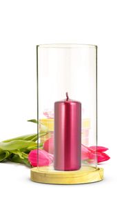 Lucerna skleněný válec s dřevěnou deskou držák svíčky stolní dekorace držák svíčky lucerna