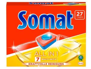 Somat 7 All in 1 Multi Aktiv Spülmaschinentabs 27 Tabs Geschirrspülreiniger