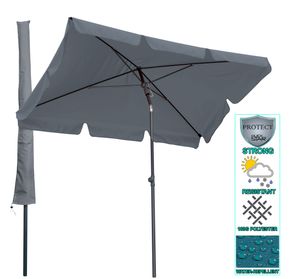 Balkon Sonnenschirm 200x125cm Balkonschirm Rechteckig Knickbar Grau Gartenschirm UV 50  mit Schutzhülle