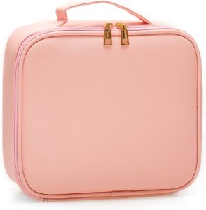 Kosmetiktasche Portable Reise Make Up Tasche,Professionelle Makeup Organizer Tasche Schmink Aufbewahrung Kosmetische Box Wasserdicht Artist Schminktasche Make-up Train Case Kunstleder(Rosa)26cm*23cm*10cm