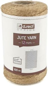 D.RECT 100m Jute-Schnur Natur Braun Jute-Kordel | Packschnur Geschenk-Band Bastelschnur Dekokordel | 1,2mm Dicke | Für: Verpackung, DIY Kunst-Handwerk, Floristik, Dekoration