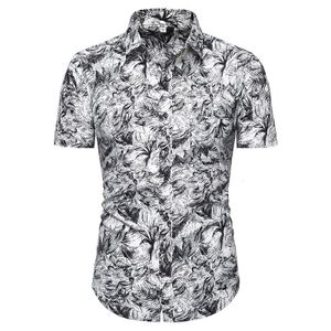 Männer Kurzarm Hawaiian Printed Casual Lose Shirts Beach Holiday Button Tops Button,Farbe: Dc51,Größe:L