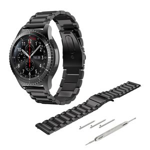 22mm Edelstahl Uhrenarmband Ersatzarmband für Samsung Galaxy Watch 3 45mm/Gear S3 Frontier/Classic/Galaxy Watch 46mm Schwarz