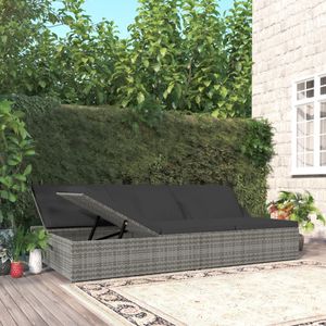 "2024 Moderne" Gartenliegen Sonnenliege mit Auflagen Poly Rattan Dunkelgrau 350434