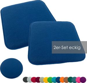 heimtexland ® Sitzkissen Set Filz Stuhlkissen Stuhlauflage Filzkissen Stuhl Polster Kissen Typ631 2er Set 35 x 35 cm Eckig Marineblau