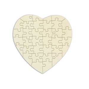 Holzpuzzle in Herzform zum bemalen und verzieren - 34 Teile, ca. 29 x 29 cm, leeres Puzzle aus Schichtholz, inkl. Puzzlevorlage
