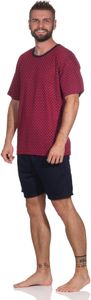 Herren Pyjama Short und Tshirt Schlafanzug Nachthemd, Rot/M