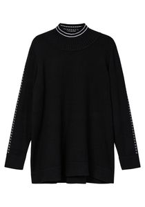sheego Damen Große Größen Pullover mit Zierstichen und Stehkragen Stehkragenpullover Citywear elegant Rundhals-Ausschnitt - unifarben