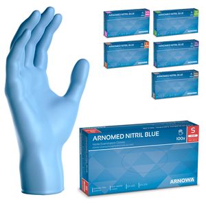 ARNOMED Einweghandschuhe Blau, Nitril Handschuhe 100 Stk, Einmalhandschuhe Gr XS-XXL, Einweg Handschuhe latex- & puderfrei - Gr. S