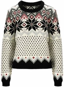 Dale of Norway Vilja Womens Knit Sweater Black/Off White/Red Rose S Sveter