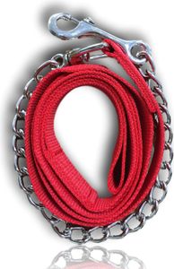 Führkette für Pferde  Eisenkette & Nylon Handgriff, Führleine für Pferd, Pony, Hunde Länge 2,10 m, Farbe rot