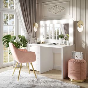 Toaletní stolek GLAMOUR se zrcadlem bílý matný