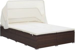 2-Personen-Sonnenliege mit Auflage Poly Rattan Braun 2-Personen-Sonnenliege mit Auflage Poly Rattan Braun