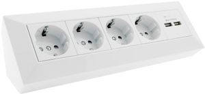 ChiliTec 4-fach Aufbau Ecksteckdose Steckdosenblock mit 2x USB I 90° Winkel für Aufbau & Eck-Montage I 230V Steckdose für Küche Arbeitsplatte Werkstatt 230V I Weiß