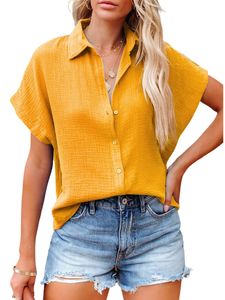Damen Blusen V-Ausschnitte Tshirt Elegant Sommershirt Kurzarm Tunika Tops Oberteile ,Größe L