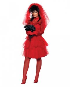 Rotes Gothic Braut Damen Kostüm für Halloween & Fasching Größe: XL