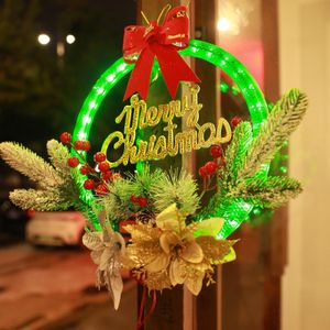 Türkranz Weihnachten für Haustür, LED Weihnachtskranz mit Beleuchtung Weihnachtsgirlande für Tür, Weihnachtsdeko