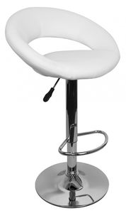 Amstyle Kreta Barová stolička Kožená optika Counter Stool Barva bílá s opěradlem Umělá kůže Barová stolička ; SPM2.132