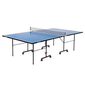 OneTeam Tischtennistisch 274x152,5x76 cm für Draußen mit Netz, klappbaren Platten, Transportrollen mit Bremse, Hellblau