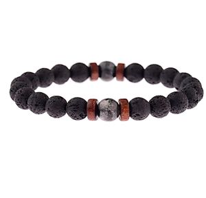 Stylisches Glücks-Armband für Männer Yoga Chakra Kettchen Lavasteine Natursteine Mondstein-Perlen Anthrazit