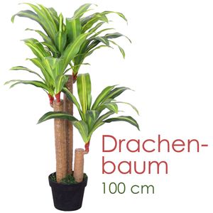 Drachenbaum Künstlich Kunstbaum Kunstpflanze Kunstbaum Künstliche Pflanze Künstlicher Baum Deko Innendekoration 100 cm Decovego