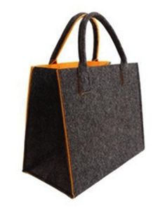 GKA XL Filz Tragetasche anthrazit-orange Einkaufstasche 35 cm x 28 cm Shopper Tasche Filztasche robust