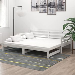 Duolm Tagesbett Ausziehbar Weiß Kiefer Massivholz 2x(90x200) cm