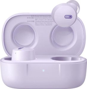 BASEUS Bowie E18 Bezdrôtové slúchadlá Bluetooth s nabíjacím boxom TWS Buds Headset bezdrôtové s mikrofónom vo fialovej farbe