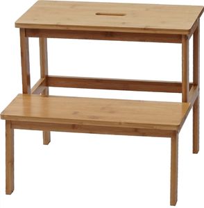 Stołek HWC-B87, stołek drewniany, bambusowy 43x47x38cm