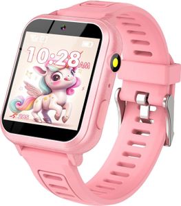 Kinder-Smartwatch 2-Zoll-Touchscreen mit 26 Spielen, Schrittzähler, Musik, Hörbuch, Stoppuhr, Rekorder, Kamera, Alarmerinnerungen, Anrufuhr (Rosa)