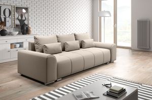 FURNIX Sofa LORETA Couch 3-Sitzer Sofa mit Schlaffunktion und Bettkasten Loft Classic Design modern BEIGE MT 11
