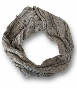 Winter Loop Schal | warm und weich | hochwertiger Wollschal mit Strickmuster [taupe]