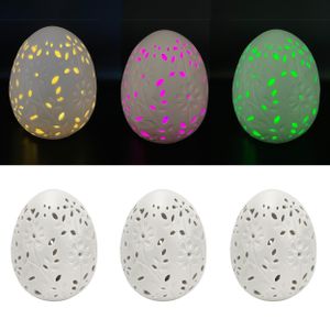 3 LED Ostereier aus Keramik mit Timer & Farbwechsel oder Warmweiß - Deko Ostern