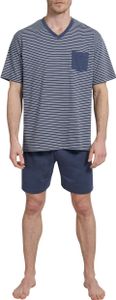Ceceba Herren Pyjama Set Schlafanzug kurz Shorty Pure Baumwolle, Farbe:Blau, Artikel:-8452 melange garden, Größe:2XL