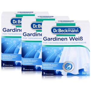3x Dr. Beckmann Gardinen Weiß 120g - Intensives Weiß & Faserfrische