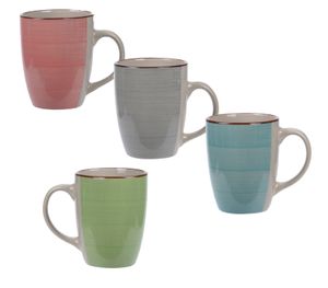 Porcelánový hrnček na kávu - sada 4 ks - farba: farebná / vnútri krémová