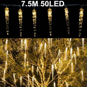 Melario 7.5M 50 LED Eiszapfen Lichterkette Weihnachtsdeko Außen Wasserdicht Lichter Warmweiß