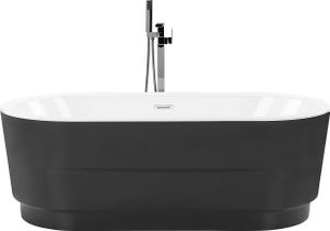 BELIANI Badewanne Schwarz 170 x 80 cm Oval Acryl Freistehend Minimalistisch Modern Badezimmer BELIANI Badewanne Schwarz 170 x 80 cm Oval Acryl Freistehend Minimalistisch Modern Badezimmer