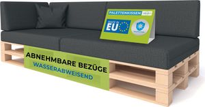 Pillows24 - Vankúše na palety s odnímateľným poťahom - SADA 6 kusov | vankúše na pohovku Euro palety 120x80 - vodeodolné - vonkajšie/vnútorné | grafitová Pillows24 - Vankúše na palety s odnímateľným poťahom - SADA 6 kusov | vankúše na pohovku Euro palety 120x80 - vodeodolné - vonkajšie/vnútorné | grafitová