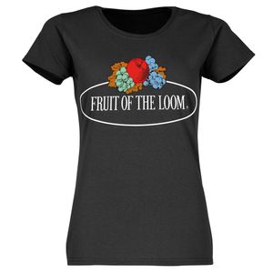 Fruit of the Loom Damen T-Shirt mit großem Vintage-Logo Farbe: schwarz Größe: L