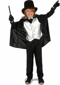 Detský kostým malého kúzelníka pre chlapcov čierno-strieborný