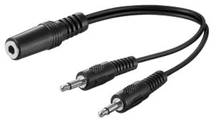 Audio Y Kabeladapter 3,5 mm; 1x stereo Buchse zu 2x mono Stecker, 0.2 m