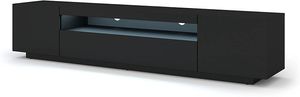 Nízká TV skříňka Aura 200 cm Závěsná nebo stojící univerzální spodní skříňka TV skříňka TV deska Příborník HiFi stolek Závěsná skříňka Černá matná s LED osvětlením